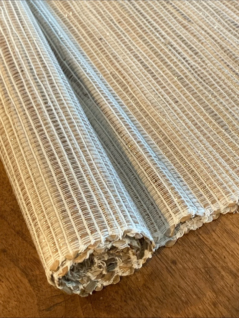 Neutral Woven Table Runner - Cream grey tan Dining Accent